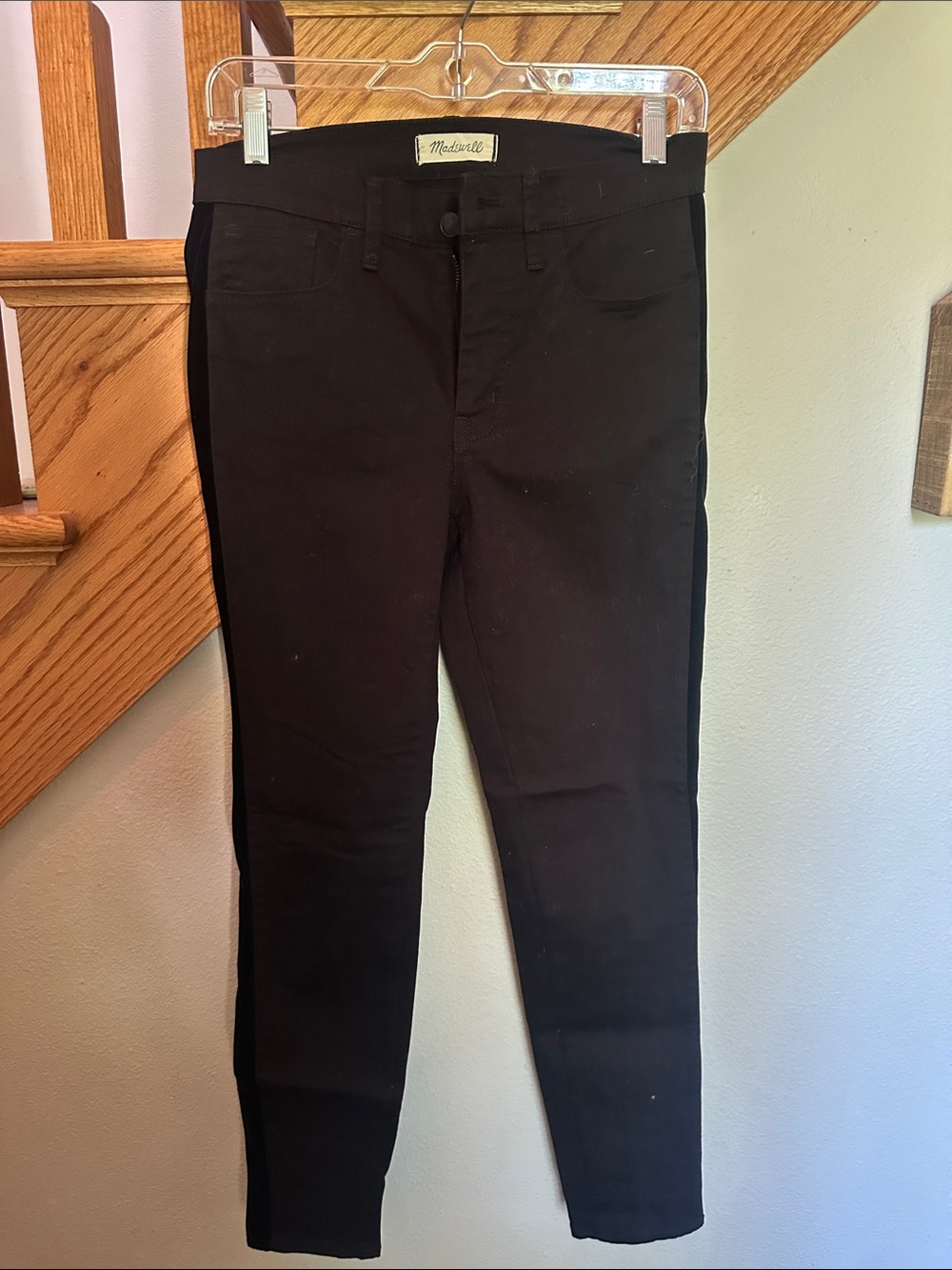 Madewell Black Slim Ankle Jeans with Velvet side stripe